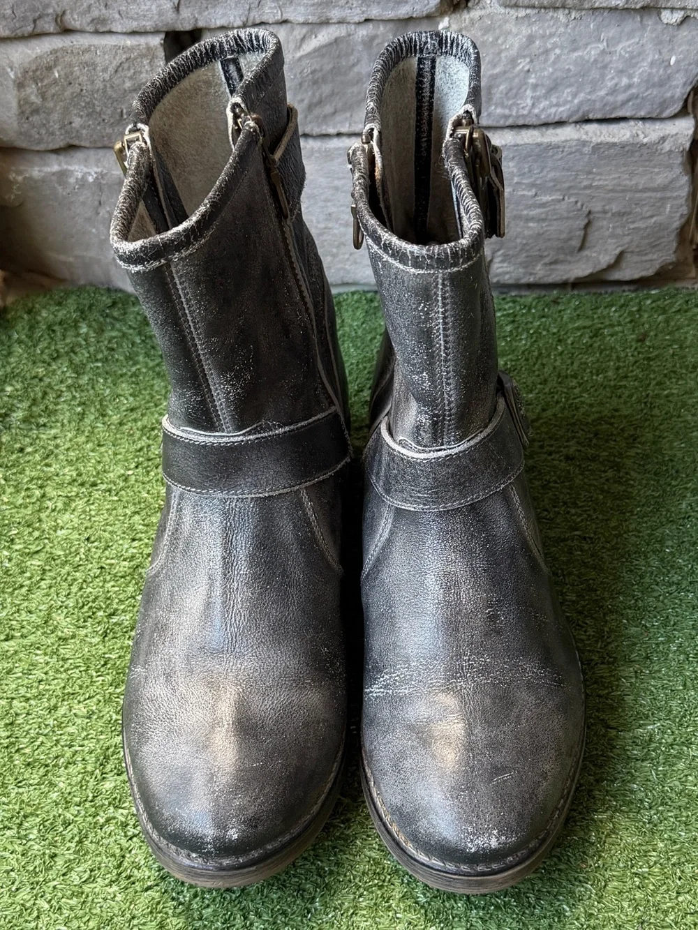 Roan By Bed Stu Becca Distressed Black Leather Women’s Boots